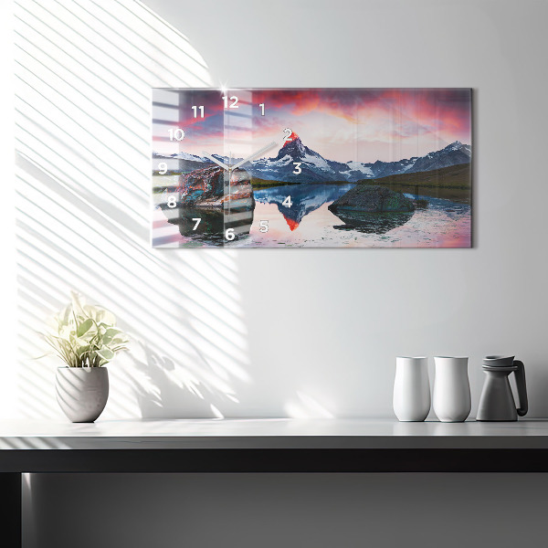 Horizontal wall clock Lake Stellisee Matterhorn