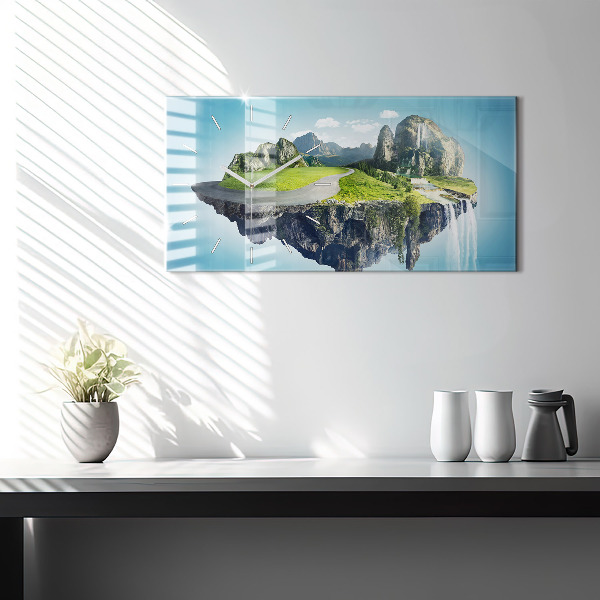 Horizontal wall clock Flying Island