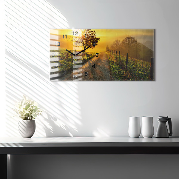 Horizontal wall clock Fog at sunrise