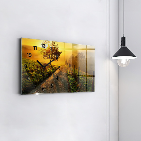 Horizontal wall clock Fog at sunrise