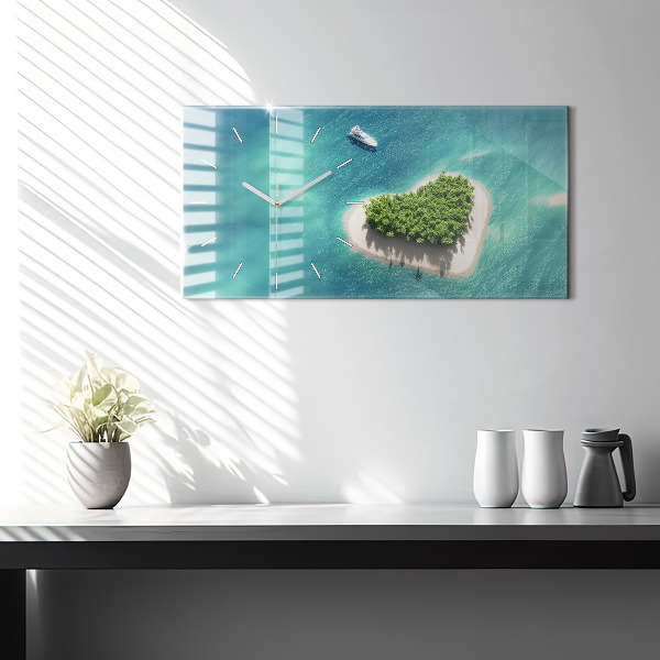 Horizontal wall clock Heart Island