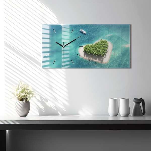 Horizontal wall clock Heart Island