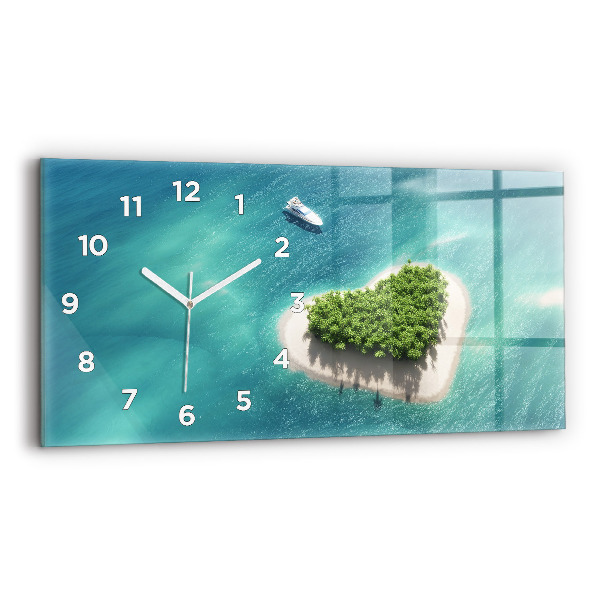 Horizontal wall clock Heart Island
