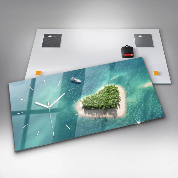 Horizontal wall clock Heart Island