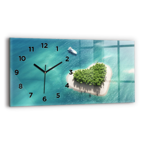 Horizontal wall clock Heart Island
