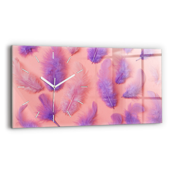 Horizontal wall clock Colorful Feathers