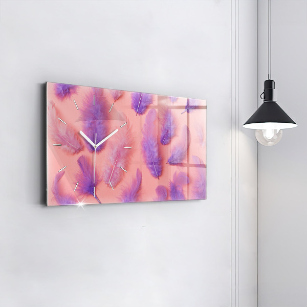 Horizontal wall clock Colorful Feathers