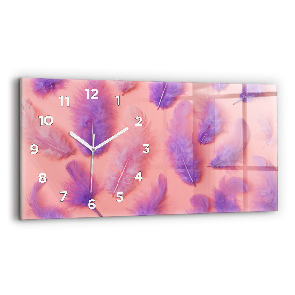 Horizontal wall clock Colorful Feathers