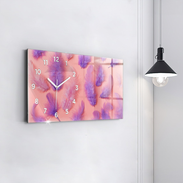 Horizontal wall clock Colorful Feathers