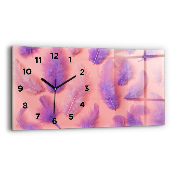 Horizontal wall clock Colorful Feathers