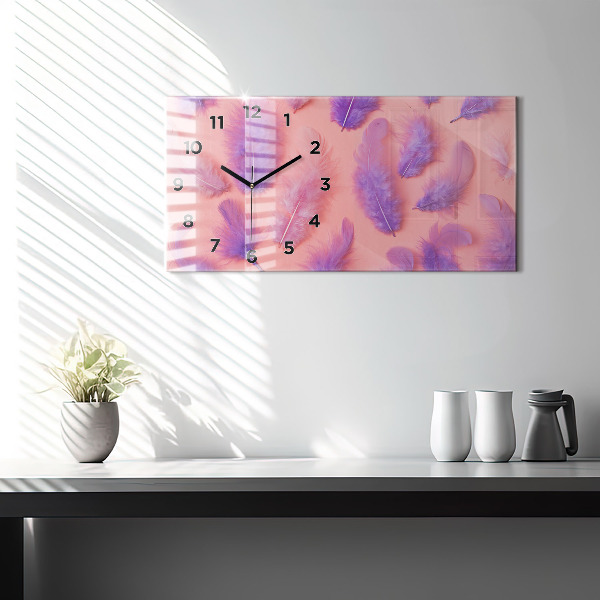 Horizontal wall clock Colorful Feathers