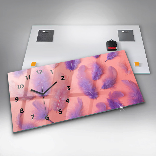 Horizontal wall clock Colorful Feathers