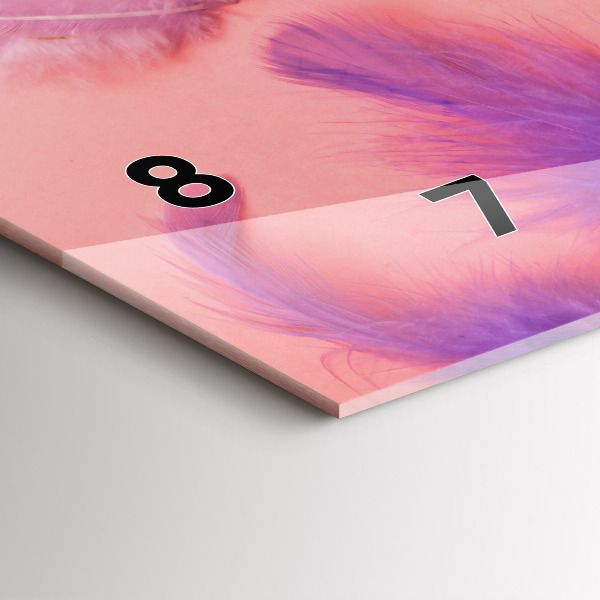 Horizontal wall clock Colorful Feathers