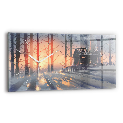 Horizontal wall clock Winter Tree Landscape