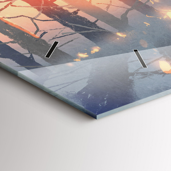 Horizontal wall clock Winter Tree Landscape