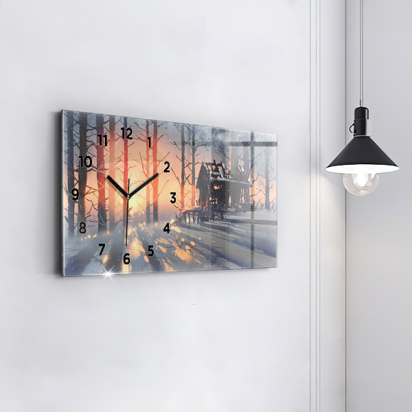 Horizontal wall clock Winter Tree Landscape