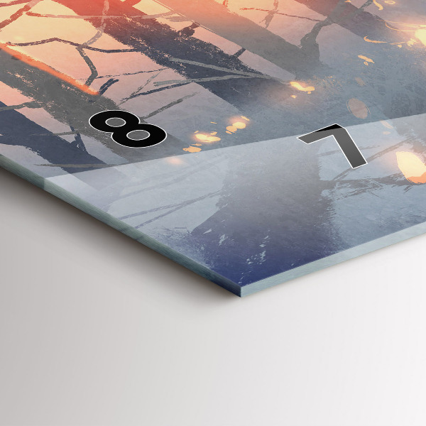 Horizontal wall clock Winter Tree Landscape