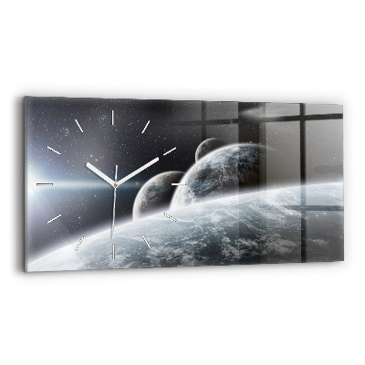 Horizontal wall clock Space Planets