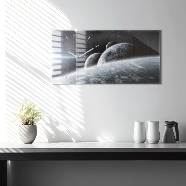 Horizontal wall clock Space Planets