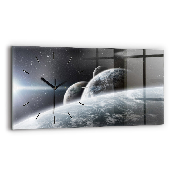 Horizontal wall clock Space Planets