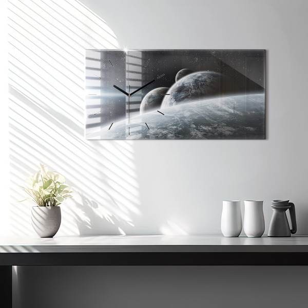 Horizontal wall clock Space Planets
