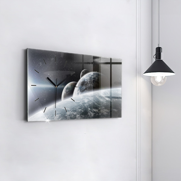Horizontal wall clock Space Planets