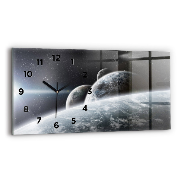 Horizontal wall clock Space Planets