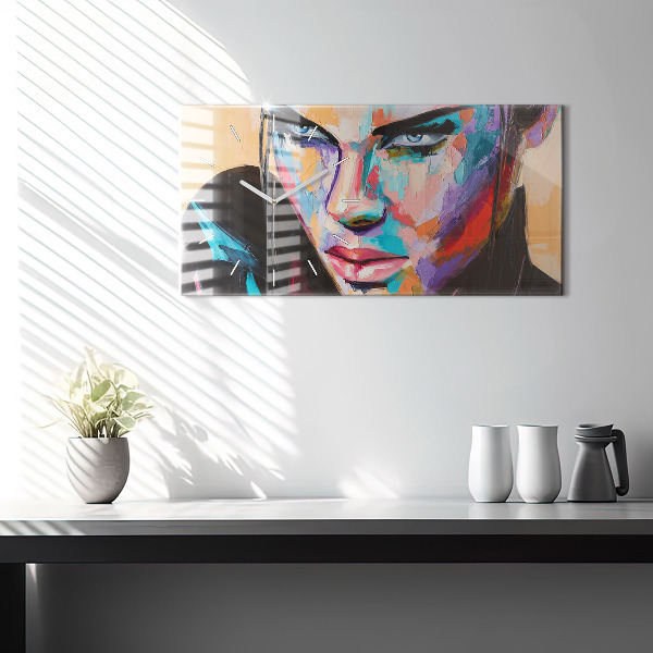 Horizontal wall clock Portrait of a woman