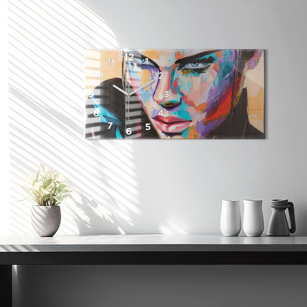 Horizontal wall clock Portrait of a woman