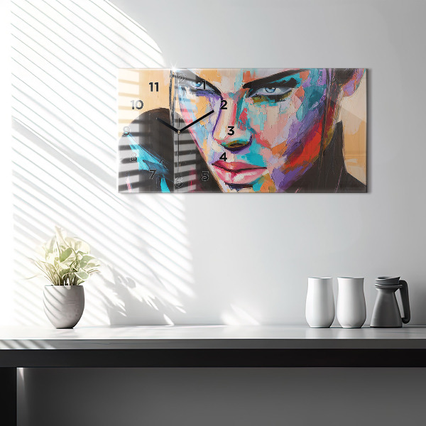 Horizontal wall clock Portrait of a woman