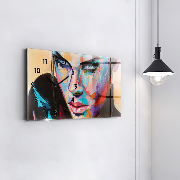 Horizontal wall clock Portrait of a woman