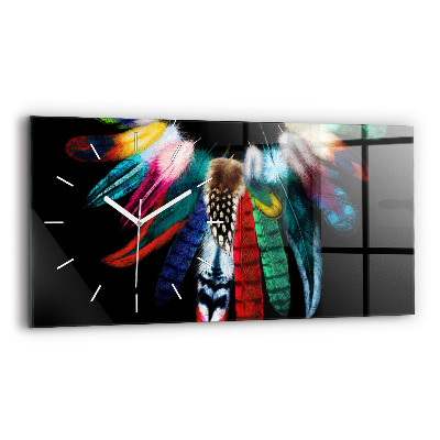 Horizontal wall clock Colorful Bird Feathers