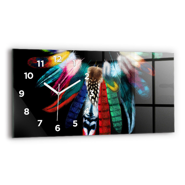Horizontal wall clock Colorful Bird Feathers