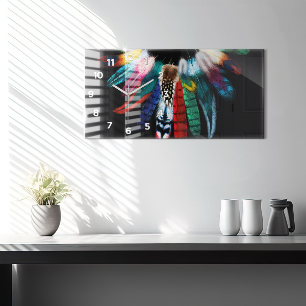 Horizontal wall clock Colorful Bird Feathers