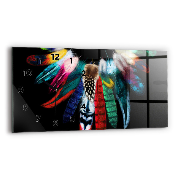 Horizontal wall clock Colorful Bird Feathers