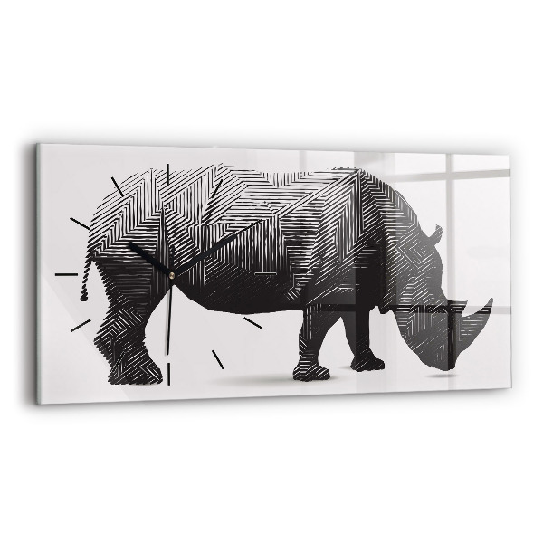 Horizontal wall clock Rhino line art