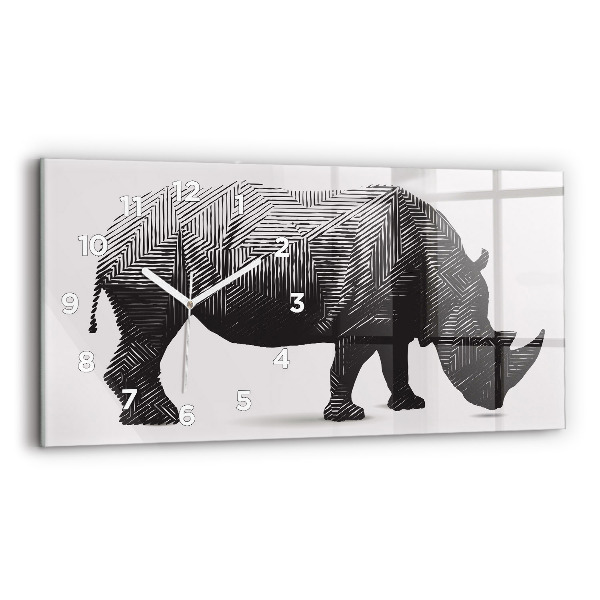 Horizontal wall clock Rhino line art