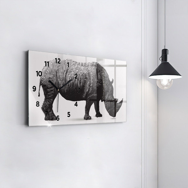 Horizontal wall clock Rhino line art