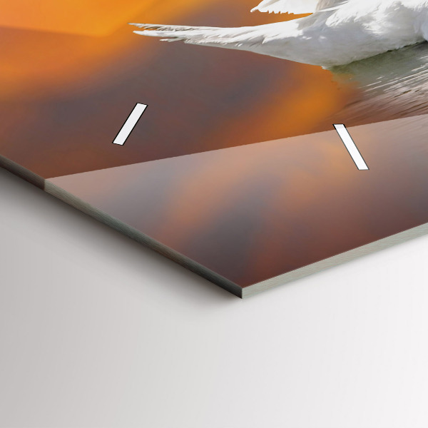 Horizontal wall clock Swans in Love