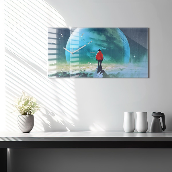 Horizontal wall clock Man in the moon