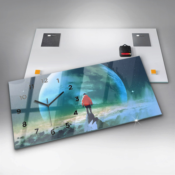 Horizontal wall clock Man in the moon