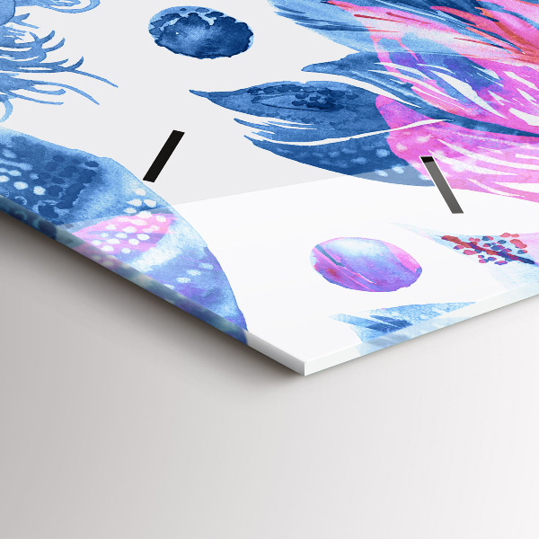 Horizontal wall clock Colorful feathers