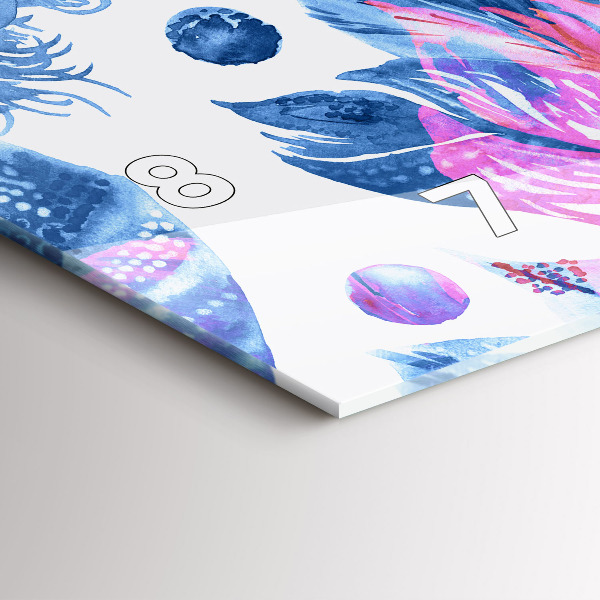 Horizontal wall clock Colorful feathers