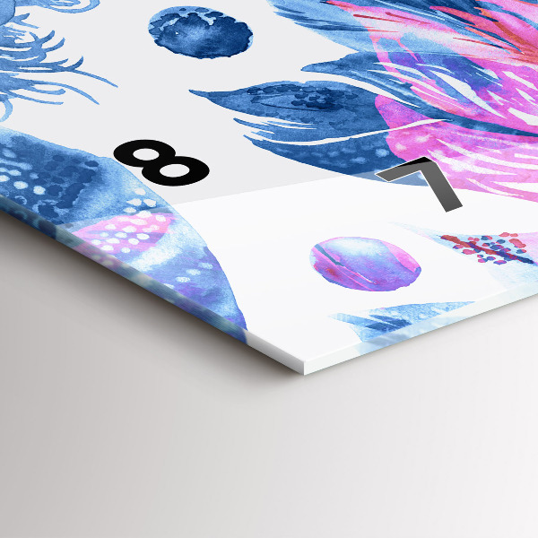 Horizontal wall clock Colorful feathers