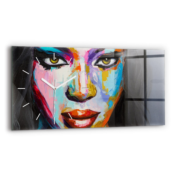 Horizontal wall clock Colorful Woman's Face