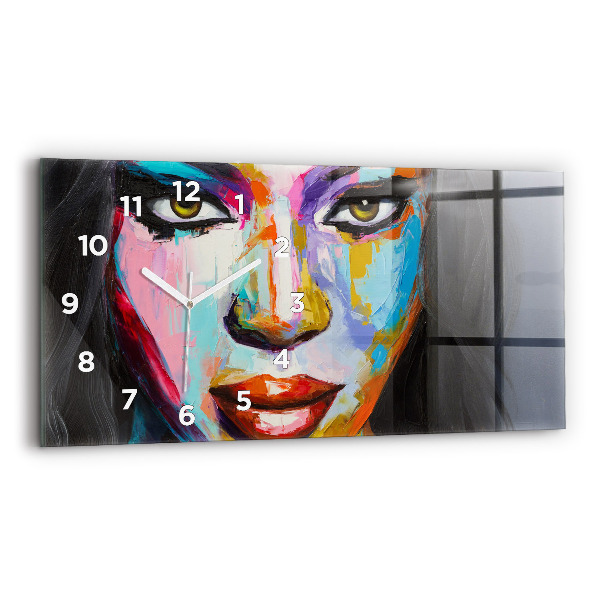 Horizontal wall clock Colorful Woman's Face