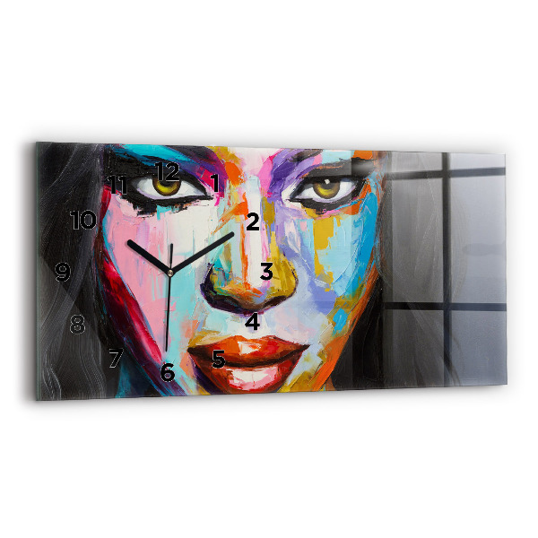 Horizontal wall clock Colorful Woman's Face