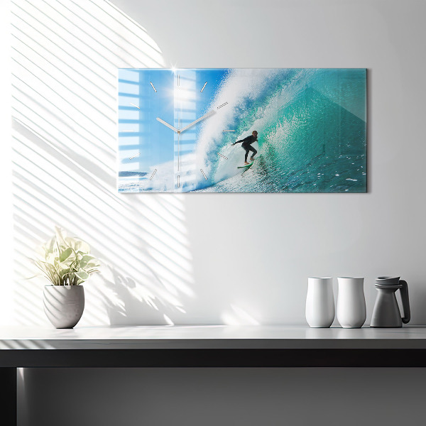 Horizontal wall clock Surfing in Hawaii