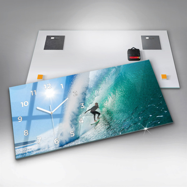 Horizontal wall clock Surfing in Hawaii