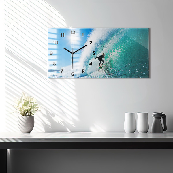 Horizontal wall clock Surfing in Hawaii